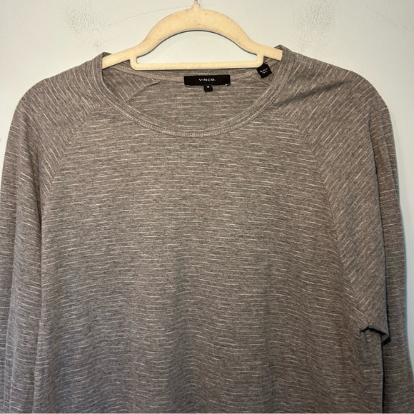 Vince. Gray & White Stripe Cotton Blend Long Sleeve Crew Neck Size Medium Men’s - Picture 2 of 11